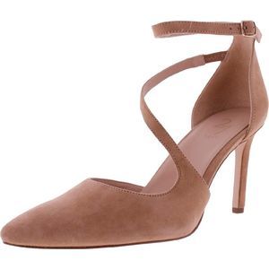 27 Edit Womens Abilyn Taupe Suede Pointed Toe Pumps Ankle Strap Shoes NWT